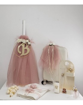 ΡΟΖ ΤΟΥΛΙΝΗ ΜΕ ΛΟΥΛΟΥΔΙΑ, ΠΟΥΠΟΥΛΛΟ ΚΑΙ ΜΟΝΟΓΡΑΜΜΑ- διδυμουλες